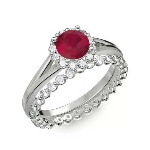 Ékszerpalota eljegyzési gyűrű 0.7ct rubinnal BRK287 fehér arany