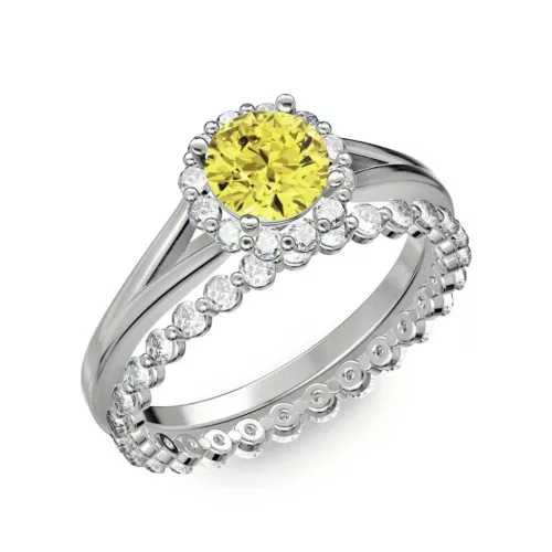 Ékszerpalota eljegyzési gyűrű 0.7ct sárga gyémánttal BRK287 fehér arany