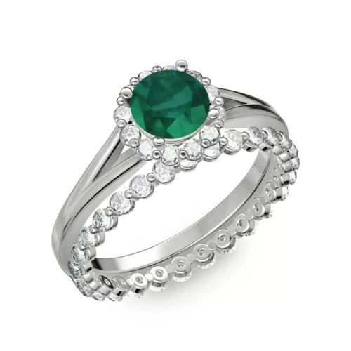 Ékszerpalota eljegyzési gyűrű 0.7ct smaragddal BRK287 fehér arany