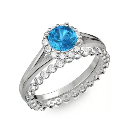 Ékszerpalota eljegyzési gyűrű 0.7ct kék topázzal BRK287 fehér arany
