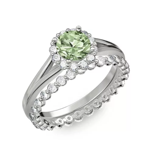 Ékszerpalota eljegyzési gyűrű 0.7ct zöld gyémánttal BRK287 fehér arany