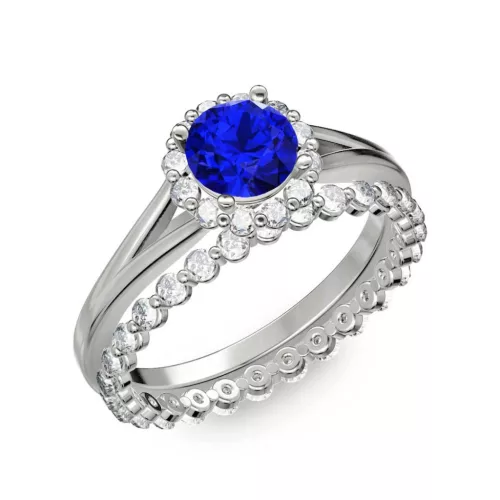 Ékszerpalota eljegyzési gyűrű 0.7ct kék zafírral BRK287 platina