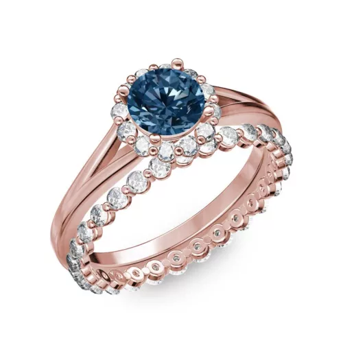 Ékszerpalota eljegyzési gyűrű 0.7ct kék gyémánttal BRK287 rozé arany