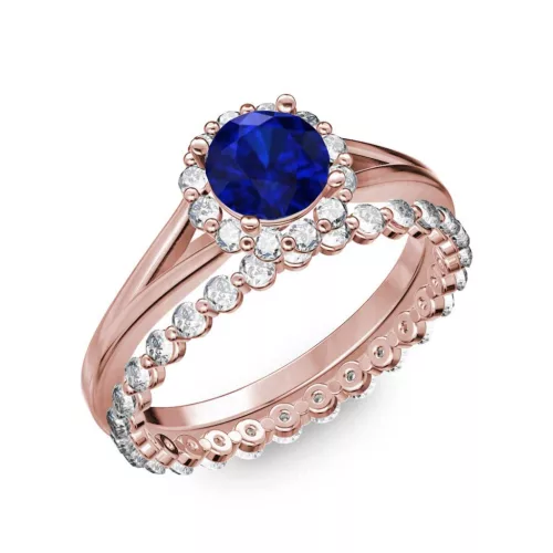 Ékszerpalota eljegyzési gyűrű 0.7ct kék diffusion zafírral BRK287 rozé arany