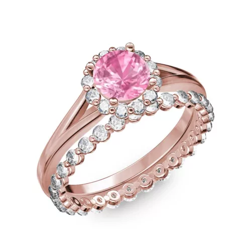Ékszerpalota eljegyzési gyűrű 0.7ct pink zafírral BRK287 rozé arany