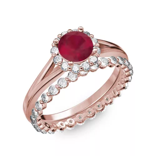 Ékszerpalota eljegyzési gyűrű 0.7ct rubinnal BRK287 rozé arany