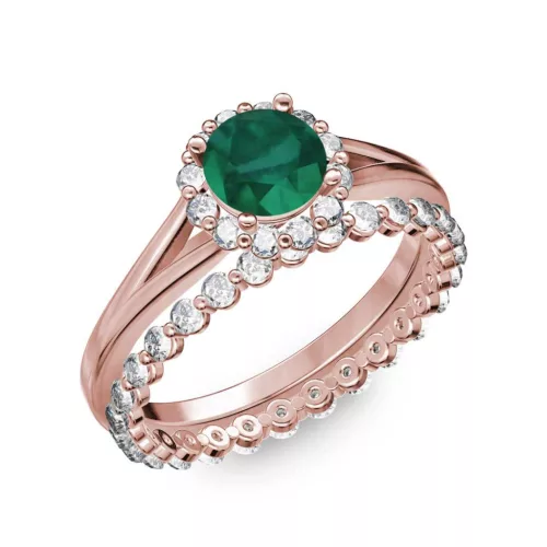 Ékszerpalota eljegyzési gyűrű 0.7ct smaragddal BRK287 rozé arany