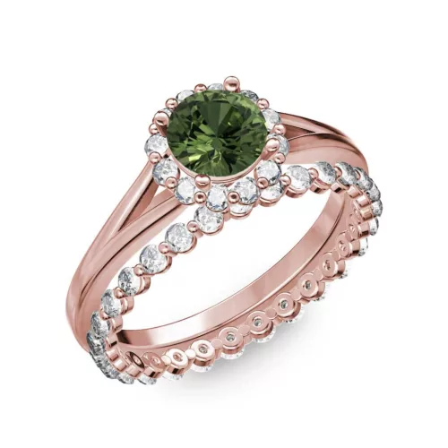 Ékszerpalota eljegyzési gyűrű 0.7ct zöld zafírral BRK287 rozé arany