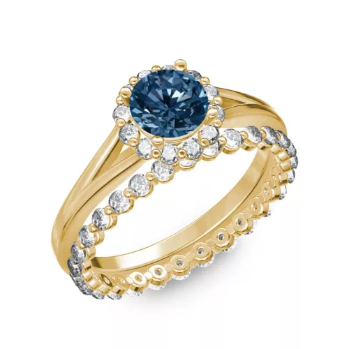Ékszerpalota eljegyzési gyűrű 0.7ct kék gyémánttal BRK287 sárga arany