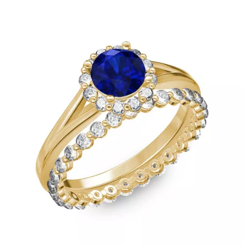 Ékszerpalota eljegyzési gyűrű 0.7ct kék diffusion zafírral BRK287 sárga arany
