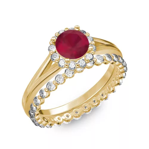 Ékszerpalota eljegyzési gyűrű 0.7ct rubinnal BRK287 sárga arany