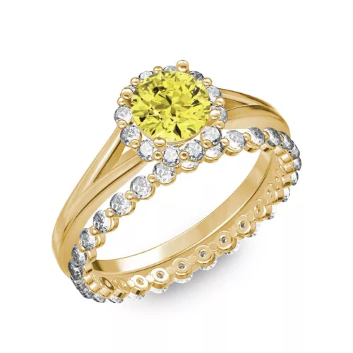 Ékszerpalota eljegyzési gyűrű 0.7ct sárga gyémánttal BRK287 sárga arany