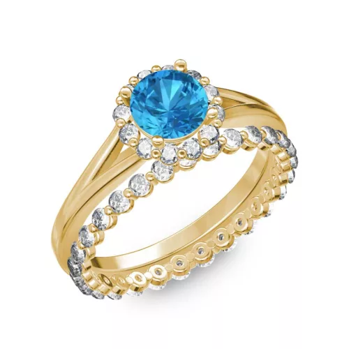 Ékszerpalota eljegyzési gyűrű 0.7ct kék topázzal BRK287 sárga arany