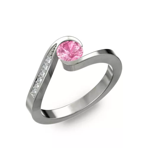 Ékszerpalota eljegyzési gyűrű 0,4ct pink zafírral BRK289 fehér arany