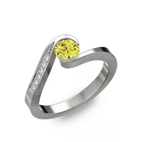 Ékszerpalota eljegyzési gyűrű 0,4ct sárga gyémánttal BRK289 fehér arany