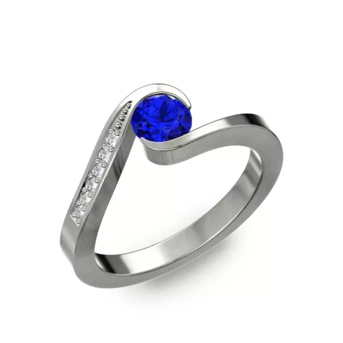 Ékszerpalota eljegyzési gyűrű 0,4ct kék zafírral BRK289 platina