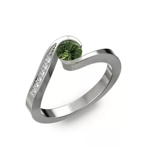 Ékszerpalota eljegyzési gyűrű 0,4ct zöld zafírral BRK289 platina