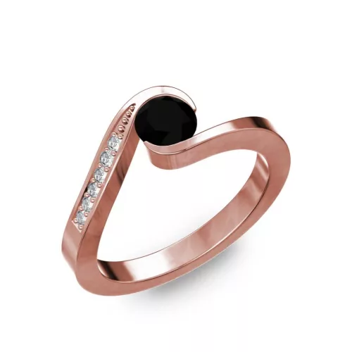 Ékszerpalota eljegyzési gyűrű 0,4ct fekete gyémánttal BRK289 rozé arany