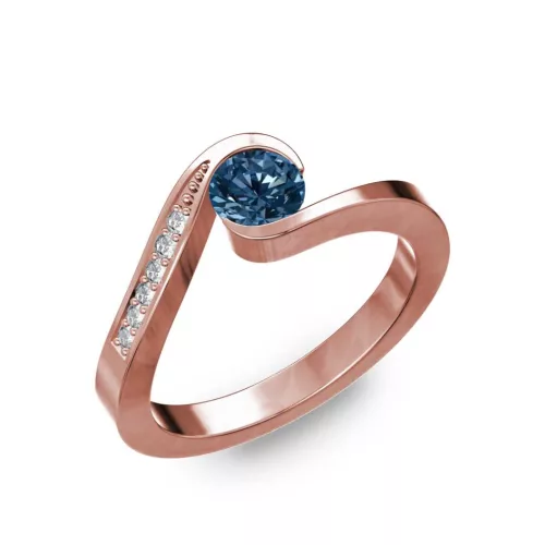 Ékszerpalota eljegyzési gyűrű 0,4ct kék gyémánttal BRK289 rozé arany
