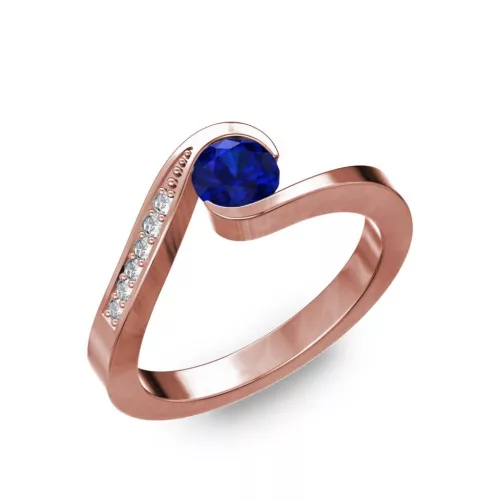 Ékszerpalota eljegyzési gyűrű 0,4ct kék diffusion zafírral BRK289 rozé arany