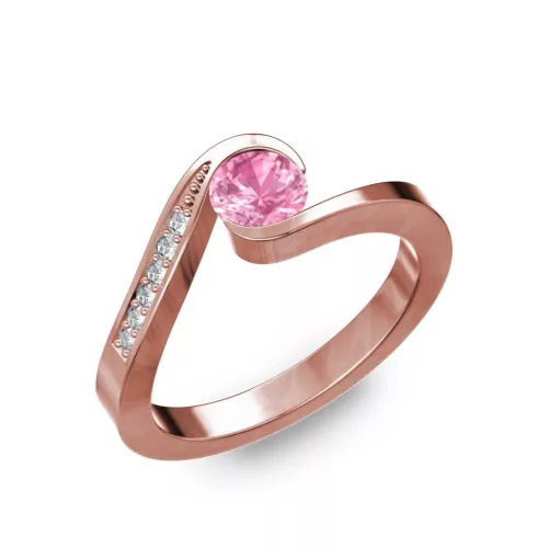 Ékszerpalota eljegyzési gyűrű 0,4ct pink zafírral BRK289 rozé arany