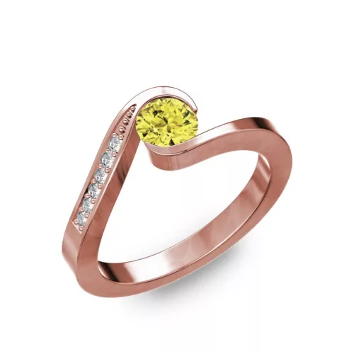 Ékszerpalota eljegyzési gyűrű 0,4ct sárga gyémánttal BRK289 rozé arany