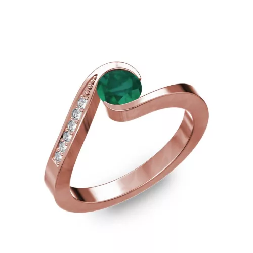 Ékszerpalota eljegyzési gyűrű 0,4ct smaragddal BRK289 rozé arany