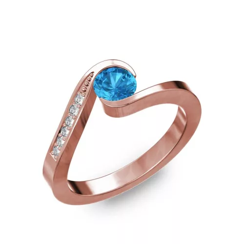 Ékszerpalota eljegyzési gyűrű 0,4ct kék topázzal BRK289 rozé arany