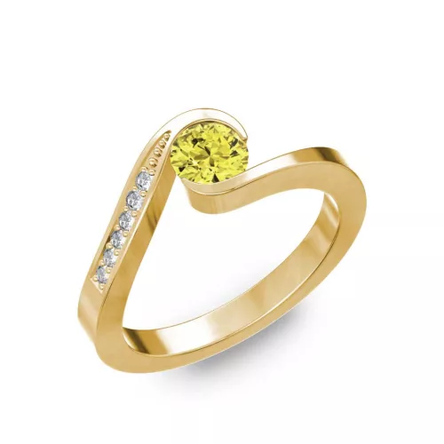 Ékszerpalota eljegyzési gyűrű 0,4ct sárga gyémánttal BRK289 sárga arany