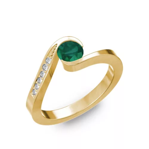 Ékszerpalota eljegyzési gyűrű 0,4ct smaragddal BRK289 sárga arany