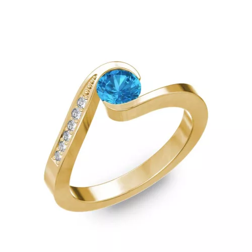 Ékszerpalota eljegyzési gyűrű 0,4ct kék topázzal BRK289 sárga arany