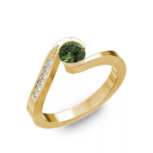 Ékszerpalota eljegyzési gyűrű 0,4ct zöld zafírral BRK289 sárga arany