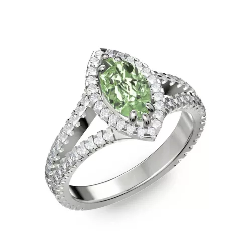 Ékszerpalota eljegyzési gyűrű 0,6ct zöld márkiz gyémánttal BRK290 fehér arany