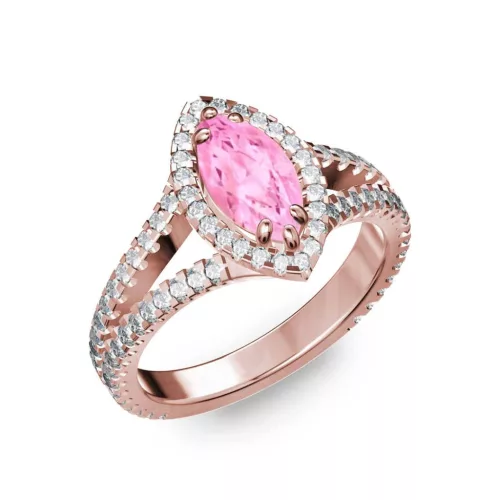Ékszerpalota eljegyzési gyűrű 0,6ct pink márkiz zafírral BRK290 rozé arany