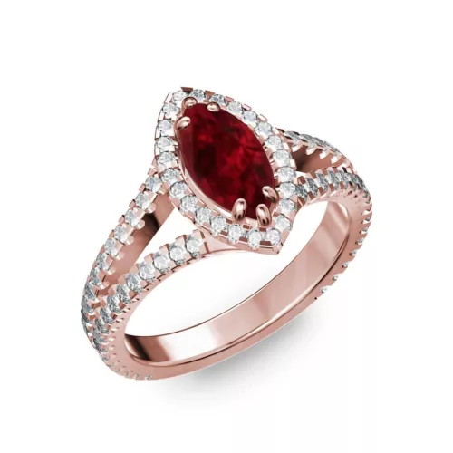 Ékszerpalota eljegyzési gyűrű 0,6ct márkiz rubinnal BRK290 rozé arany