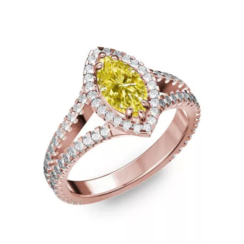 Ékszerpalota eljegyzési gyűrű 0,6ct sárga márkiz gyémánttal BRK290 rozé arany