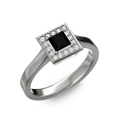 Ékszerpalota eljegyzési gyűrű 0,4ct fekete princess gyémánttal BRK292 fehér arany