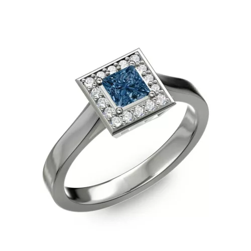 Ékszerpalota eljegyzési gyűrű 0,4ct kék princess gyémánttal BRK292 fehér arany
