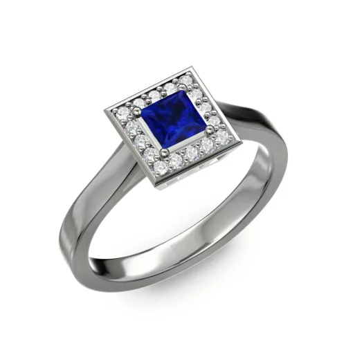 Ékszerpalota eljegyzési gyűrű 0,4ct kék diffusion princess zafírral BRK292 fehér arany