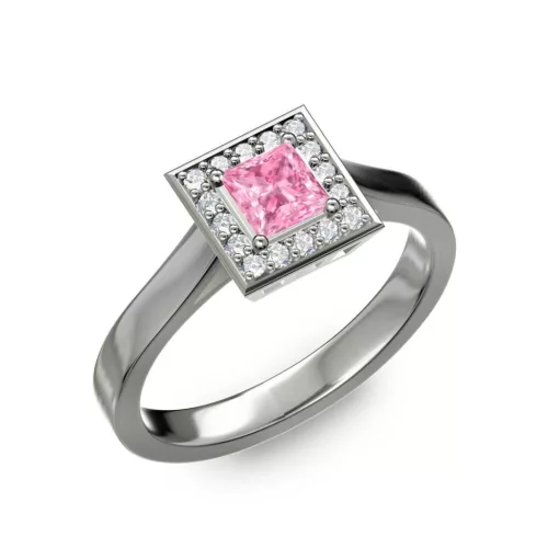 Ékszerpalota eljegyzési gyűrű 0,4ct pink princess zafírral BRK292 fehér arany