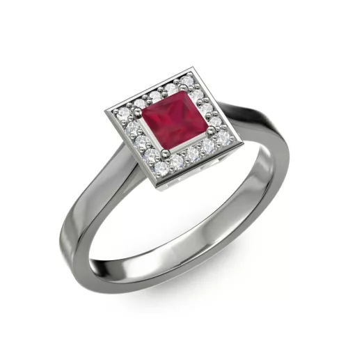 Ékszerpalota eljegyzési gyűrű 0,4ct princess rubinnal BRK292 fehér arany
