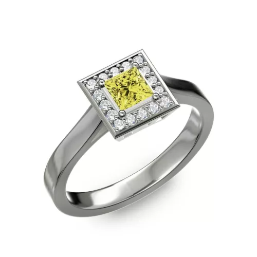Ékszerpalota eljegyzési gyűrű 0,4ct sárga princess gyémánttal BRK292 fehér arany