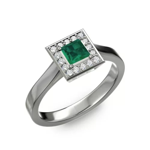 Ékszerpalota eljegyzési gyűrű 0,4ct princess smaragddal BRK292 fehér arany