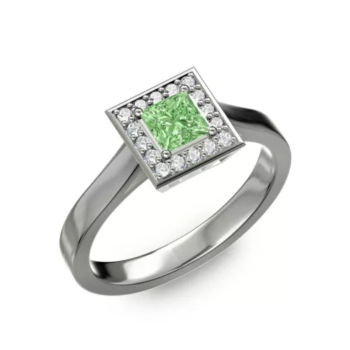 Ékszerpalota eljegyzési gyűrű 0,4ct zöld princess gyémánttal BRK292 fehér arany