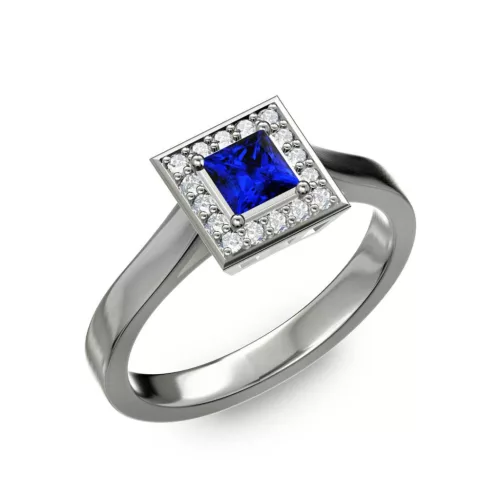 Ékszerpalota eljegyzési gyűrű 0,4ct kék princess zafírral BRK292 platina