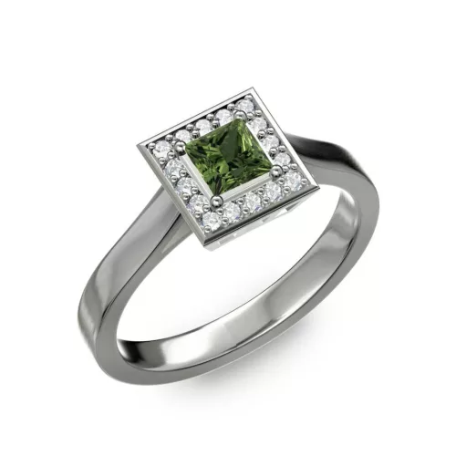 Ékszerpalota eljegyzési gyűrű 0,4ct zöld princess zafírral BRK292 platina