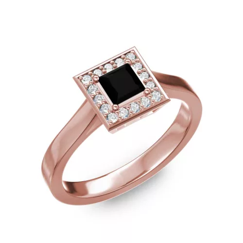 Ékszerpalota eljegyzési gyűrű 0,4ct fekete princess gyémánttal BRK292 rozé arany
