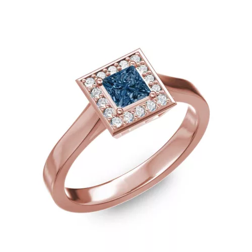 Ékszerpalota eljegyzési gyűrű 0,4ct kék princess gyémánttal BRK292 rozé arany