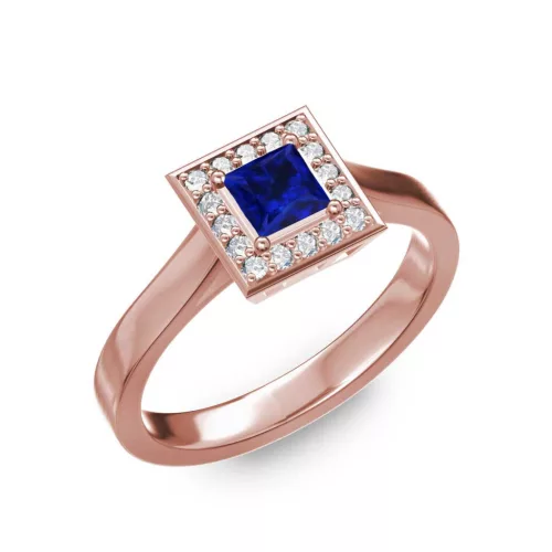 Ékszerpalota eljegyzési gyűrű 0,4ct kék diffusion princess zafírral BRK292 rozé arany
