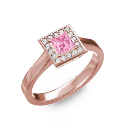 Ékszerpalota eljegyzési gyűrű 0,4ct pink princess zafírral BRK292 rozé arany